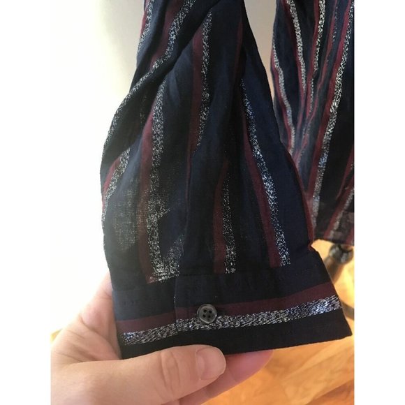 J Crew Metallic Stripe Popover Top Blouse Size 6 - Picture 7 of 11